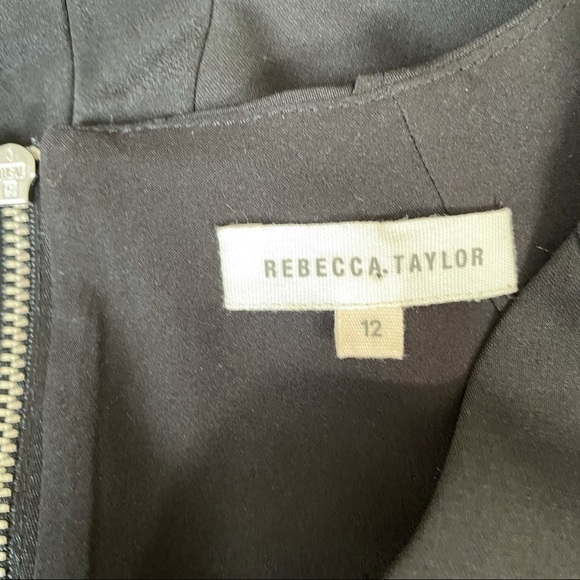 Rebecca Taylor Black Lace Side V Neck Dress sz 12 - Picture 10 of 16